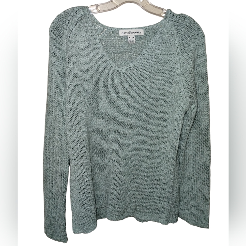 Vtg '99 David Brooks Crochet Sweater M Pastel Green Nwot
